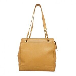 CHANEL Cream Caviar Leather Tote Bag